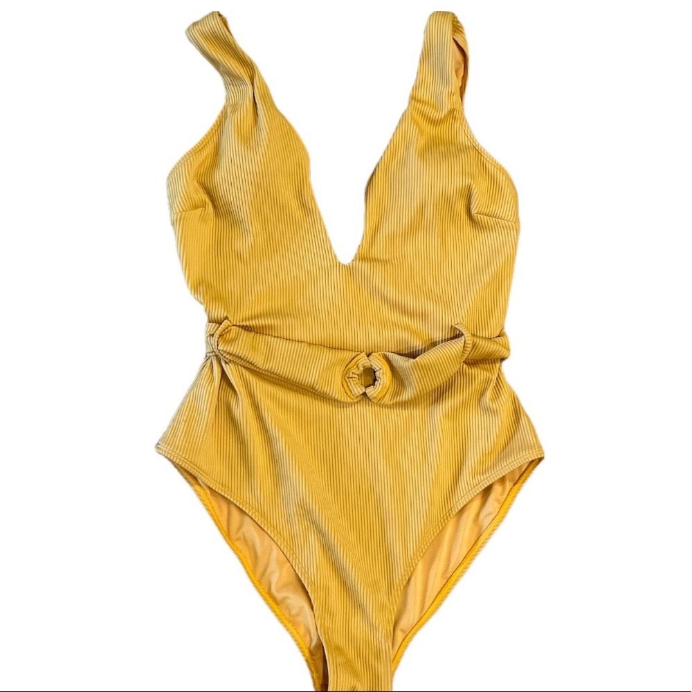 Mustard yellow one piece swimsuit Sz L